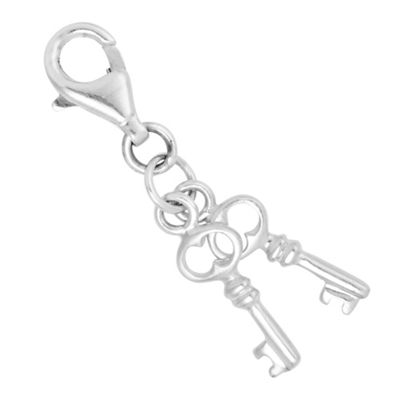 Double key sterling silver charm