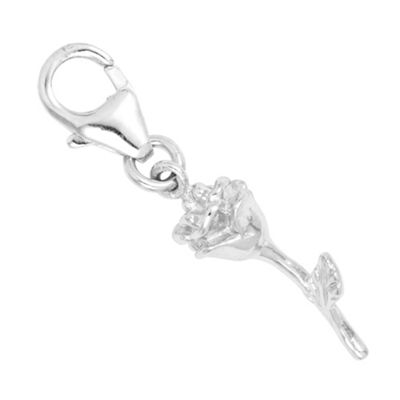 Single rose sterling silver charm