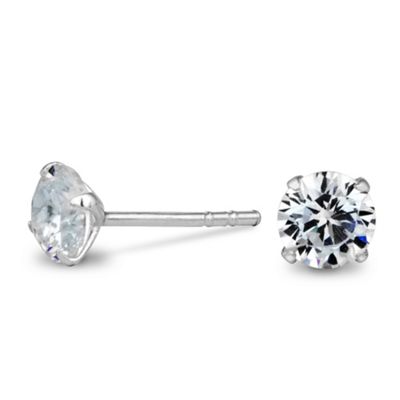 Simply Silver Sterling Silver Flat Cubic Zirconia Stud Earrings