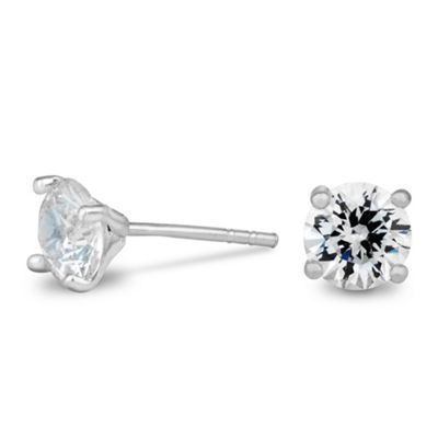 Simply Silver Sterling Silver V Setting Cubic Zirconia Stud