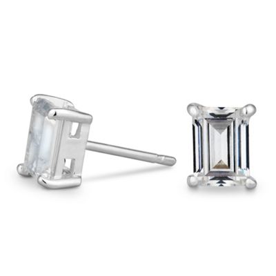 Simply Silver Sterling Silver Rectangle Cubic Zirconia Stud