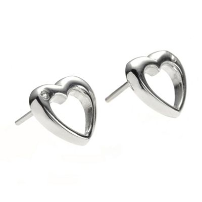 Simply Silver Sterling Silver Heart Earring with Cubic