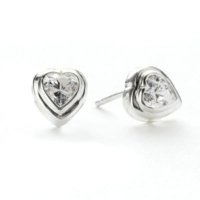 Simply Silver Heart Cubic Zirconia Sterling Silver Earring