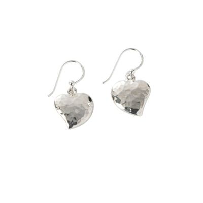 Simply Silver Sterling Silver Hammered Heart Earring
