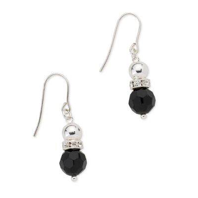 Simply Silver Sterling Silver And Black Earring