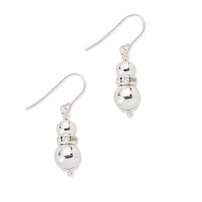 Simply Silver Sterling Silver Double Ball Cubic Zirconia Earring