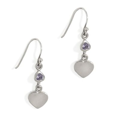 Simply Silver Sterling Silver Heart Drop Earring With Cubic