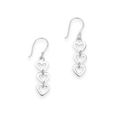 Simply Silver Sterling Silver Triple Heart Drop Earrings