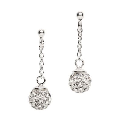 Sterling Silver Pave Ball Drop Earring