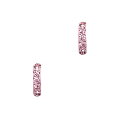 Simply Silver Sterling Silver Pink Pave Half Hoop Earring