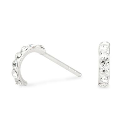 Simply Silver Sterling Silver Pave Half Hoop Earring