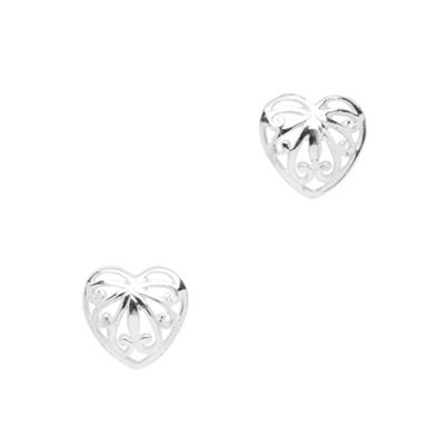 Simply Silver Sterling Silver Filigree Heart Stud Earring