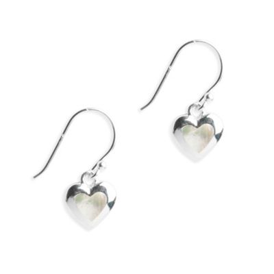 Simply Silver Sterling Silver Mother Of Pearl Heart Drop Earring