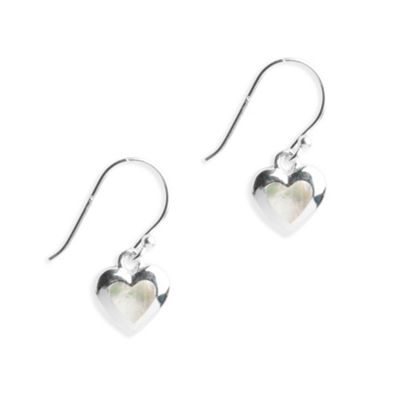 Sterling Silver Mother Of Pearl Heart Drop Earring