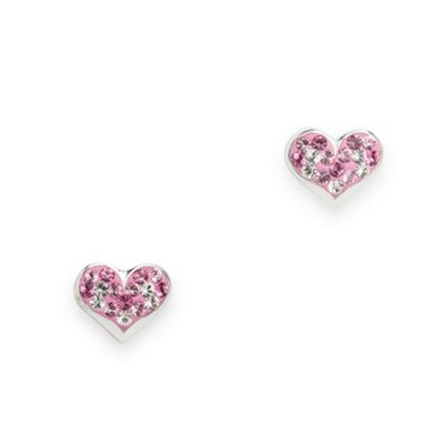 Simply Silver Sterling Silver Pave Crystal Heart Studs