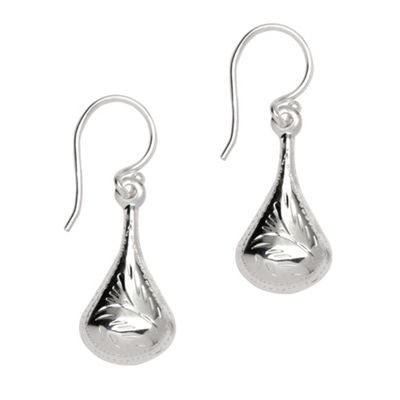 Simply Silver Sterling Silver Engraved Teardrop Earring