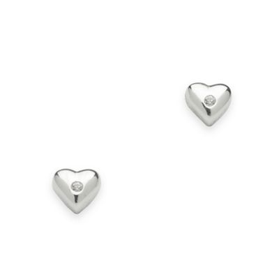 Simply Silver Sterling Silver Heart Stud Earring with Cubic