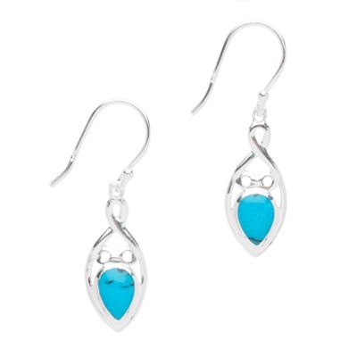 Simply Silver Sterling Silver Turquoise Filigree Drop Earring