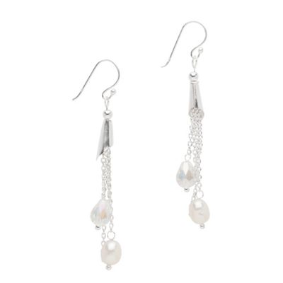 Simply Silver Sterling Silver Pearl Long Tassel Earrings