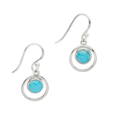 Simply Silver Sterling Silver Round Turquoise Drop Earring