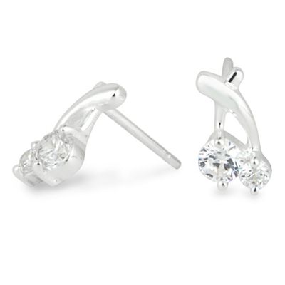 Simply Silver Sterling Silver Crossover Cubic Zirconia Stud