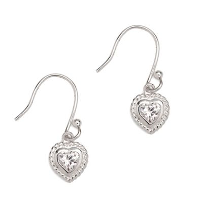 Simply Silver Sterling Silver Heart Drop Earring