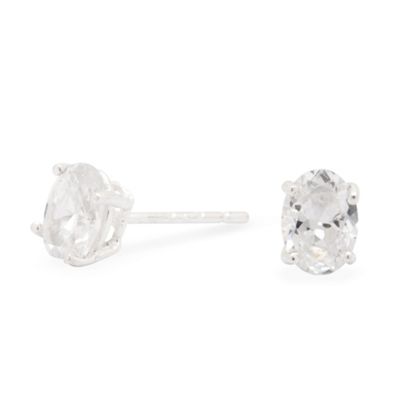 Simply Silver Sterling Silver Cubic Zirconia Oval Stud Earring