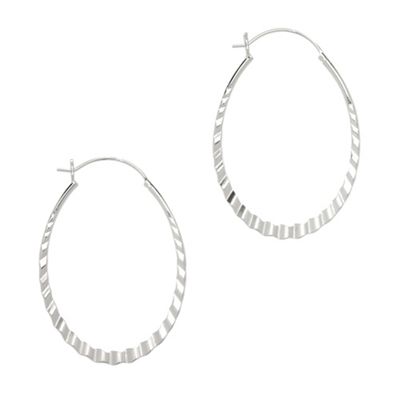 Simply Silver Sterling Silver Textured Oval Hoop Earring