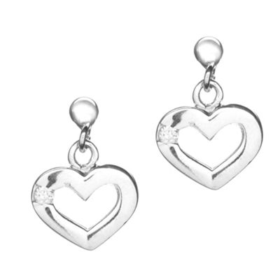 Simply Silver Sterling Silver and Cubic Zirconia Heart Drop
