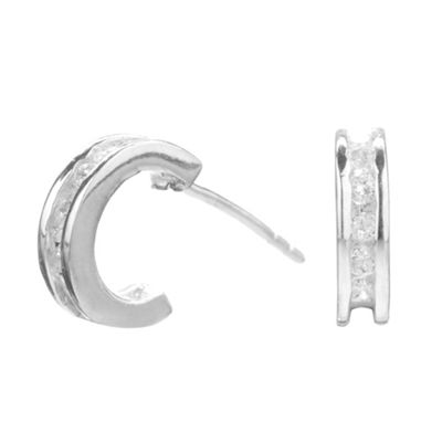 Simply Silver Sterling Silver Cubic Zirconia Half Hoop Stud