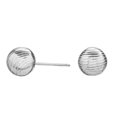 Simply Silver Sterling Silver Engraved Ball Stud Earrings