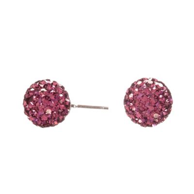 Simply Silver Sterling Silver Purple Pave Ball Stud Earrings