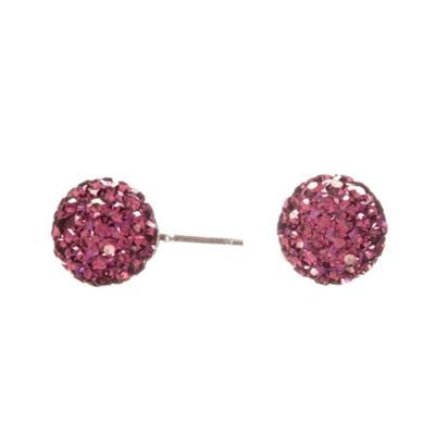 Sterling Silver Purple Pave Ball Stud Earrings