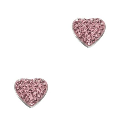 Simply Silver Sterling Silver Purple Pave Heart Stud Earrings