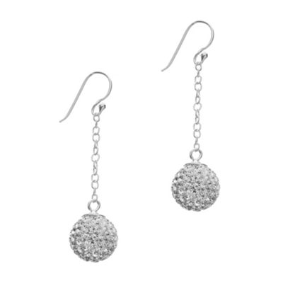 Sterling Silver Pave Ball Chain Drop Earrings