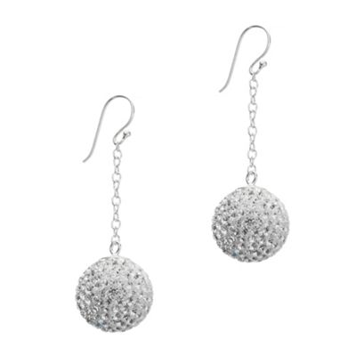 Sterling Silver Pave Ball Chain Long Drop Earrings