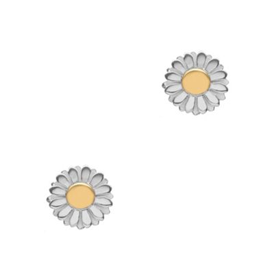 Simply Silver Sterling Silver Two Tone Daisy Stud Earrings