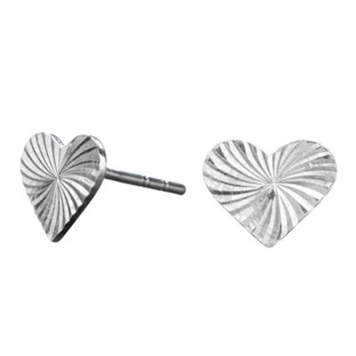 Simply Silver Sterling Silver Engraved Heart Stud Earrings