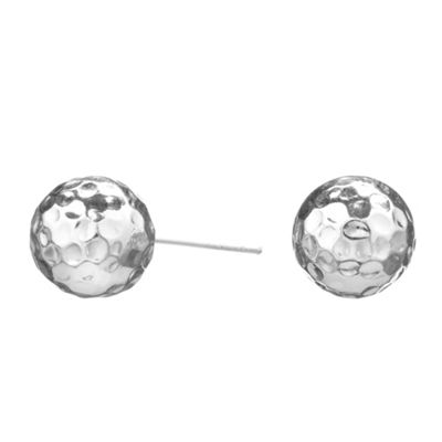 Simply Silver Sterling Silver Large Hammered Stud Earrings