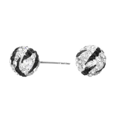 Sterling Silver Zebra Pave Ball Stud Earrings