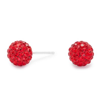 Simply Silver Sterling Silver Red Pave Stud Earrings