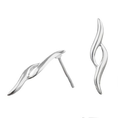 Simply Silver Sterling Silver Long Twist Stud Earrings