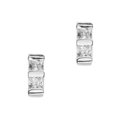 Simply Silver Sterling Silver Bar Cubic Zirconia Stud Earrings