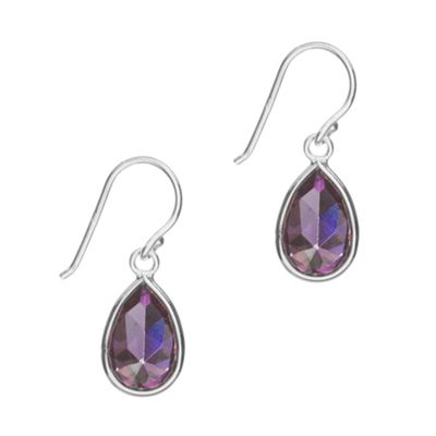 Simply Silver Sterling Silver Purple Cubic Zirconia Drop