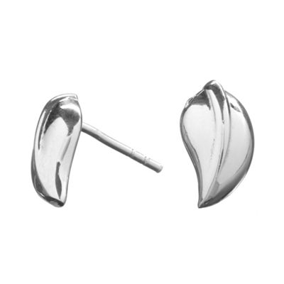 Simply Silver Sterling Silver Polished Leaf Stud Earrings