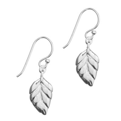 Simply Silver Sterling Silver Leaf Drop Earrings