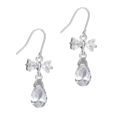 Simply Silver Sterling Silver Cubic Zirconia Bow and Peardrop