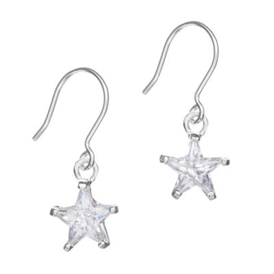 Simply Silver Sterling Silver Cubic Zirconia Star Drop Earrings