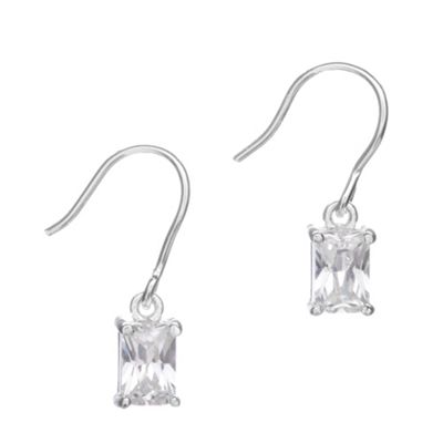 Simply Silver Sterling Silver Rectangle Cubic Zirconia Drop