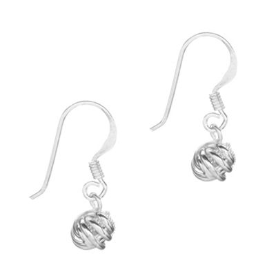 Sterling Silver Knotted Ball Drop Earrings